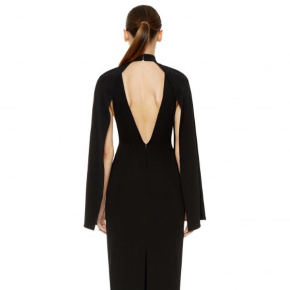 AQ/AQ Black Yasar Deep Plunge Maxi Formal Dress